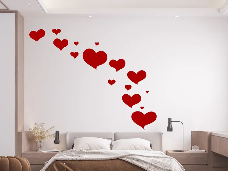 Zidna naljepnica "Red hearts"