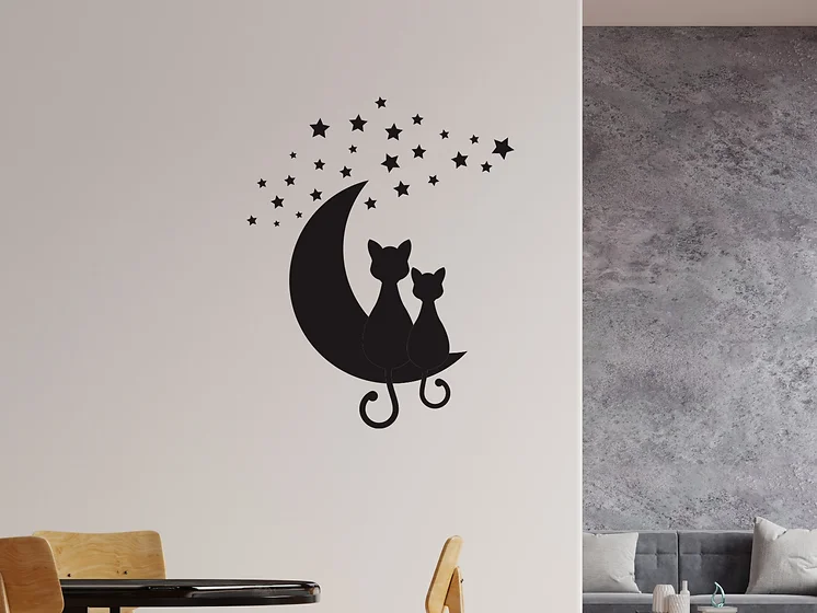 Zidna naljepnica "Cats on the moon" - Slika 3