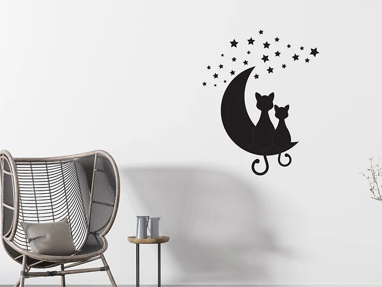 Zidna naljepnica "Cats on the moon"